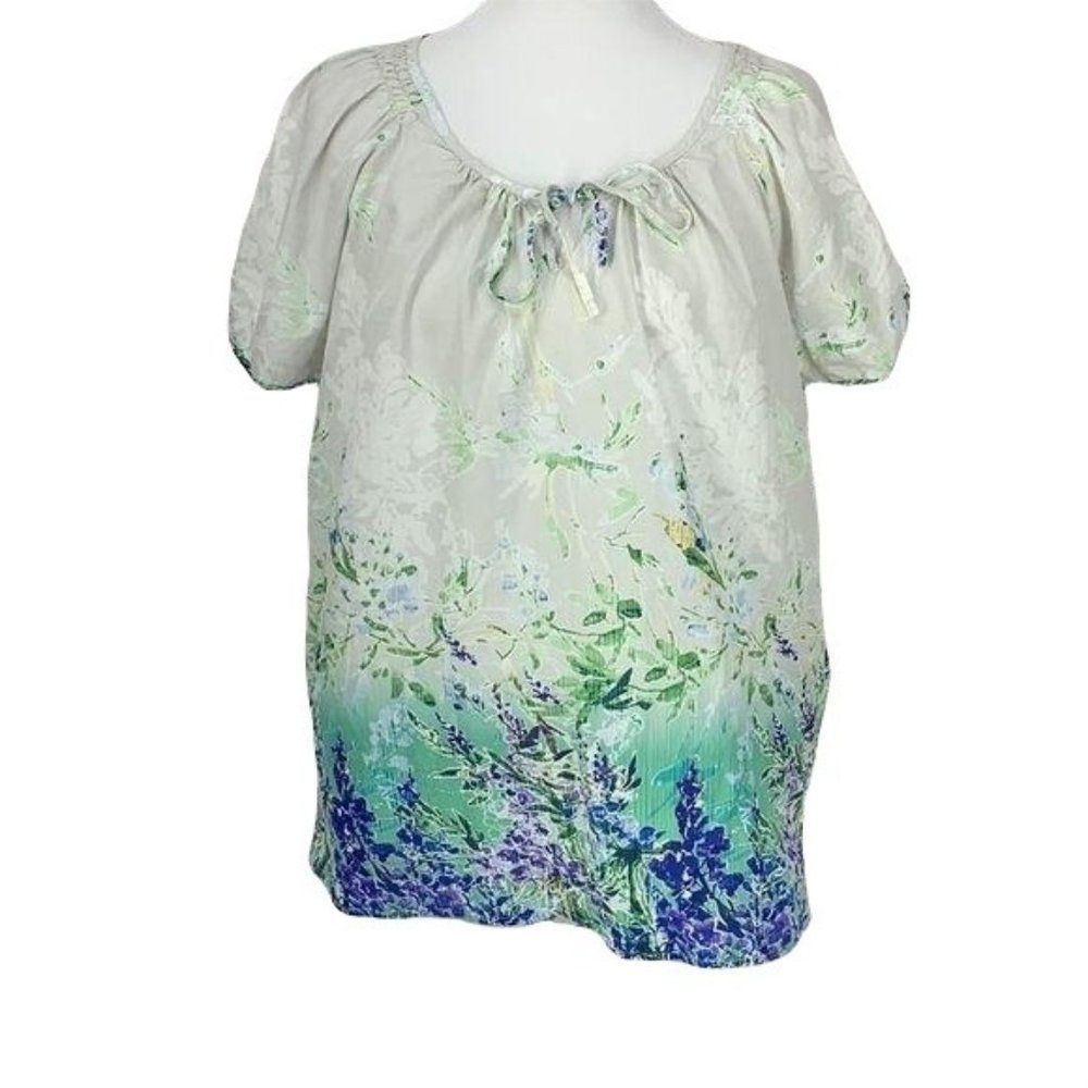 Hester & Orchard XL peasant Floral Cap Sleeve Top‎ Blouse